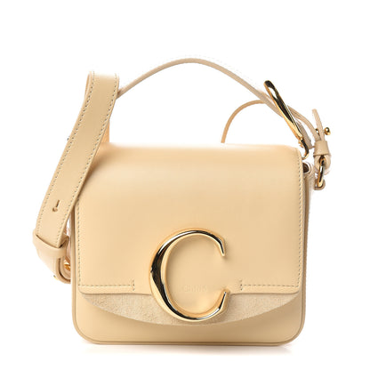 Chloe Shiny Calfskin Suede Mini C Double Carry Blondie Beige 1 of 10