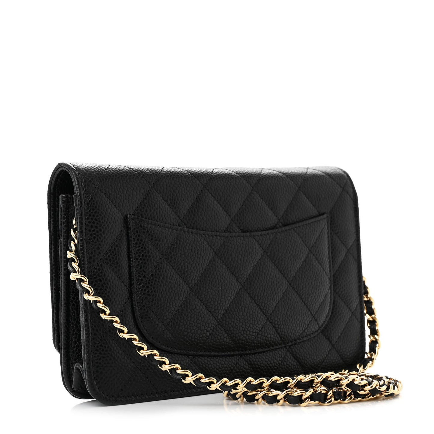 Caviar Quilted Wallet on Chain WOC Black