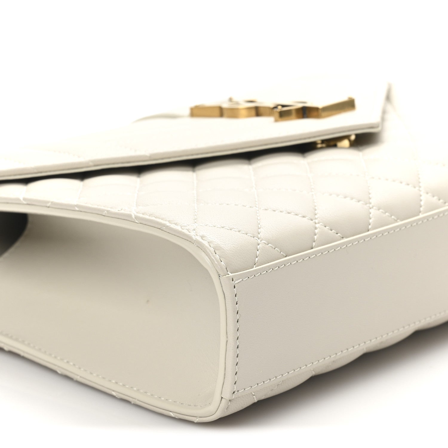 Saint Laurent Lambskin Mixed Matelasse Triquilt Medium Monogram Satchel Crema Soft 9 of 10
