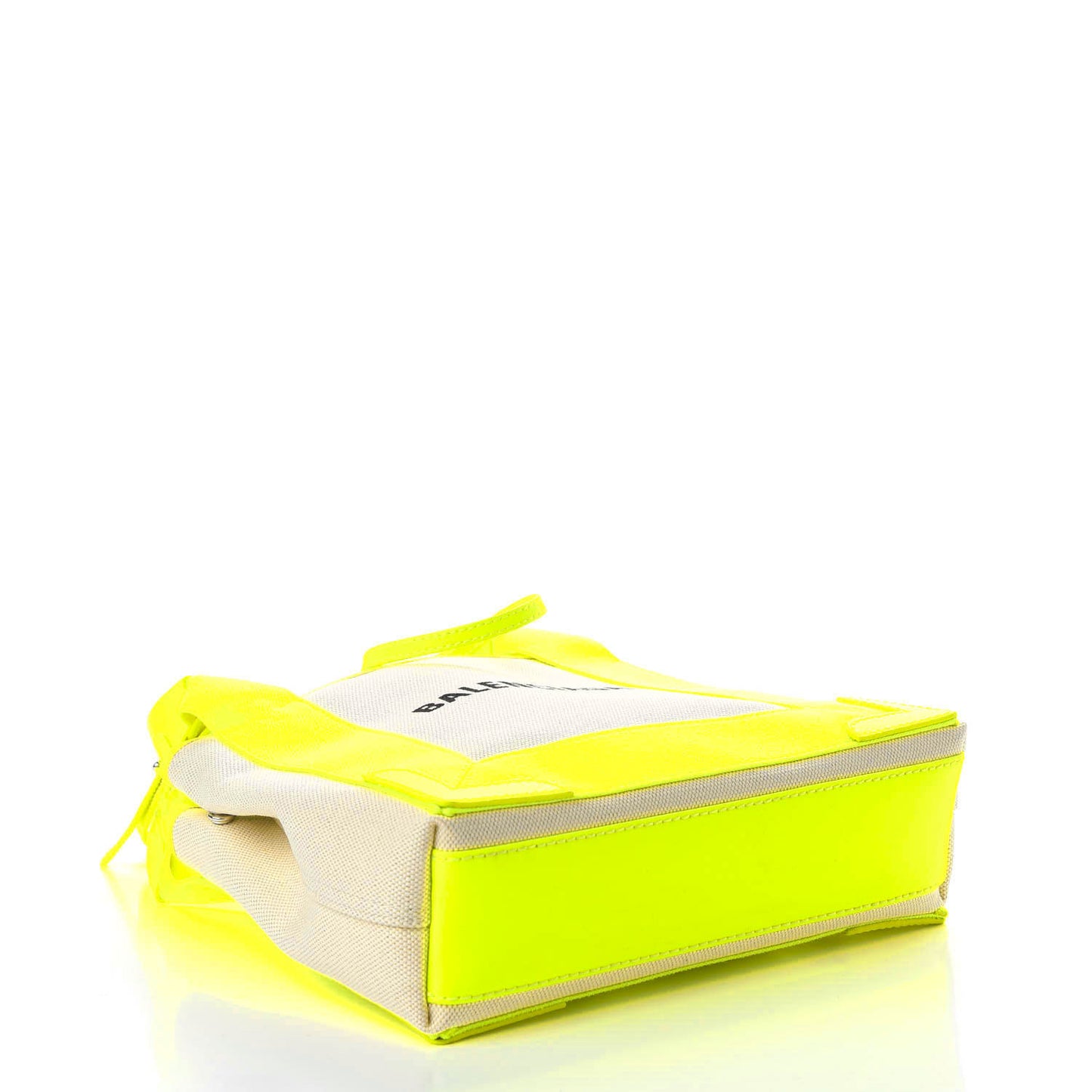 Cotton Canvas Satin Calfskin Navy Cabas XS Natural Fluo Yellow
