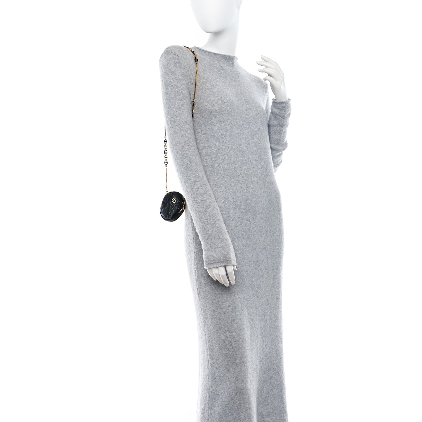 Lambskin Mini Cannage Round Caro Crossbody Pouch Black