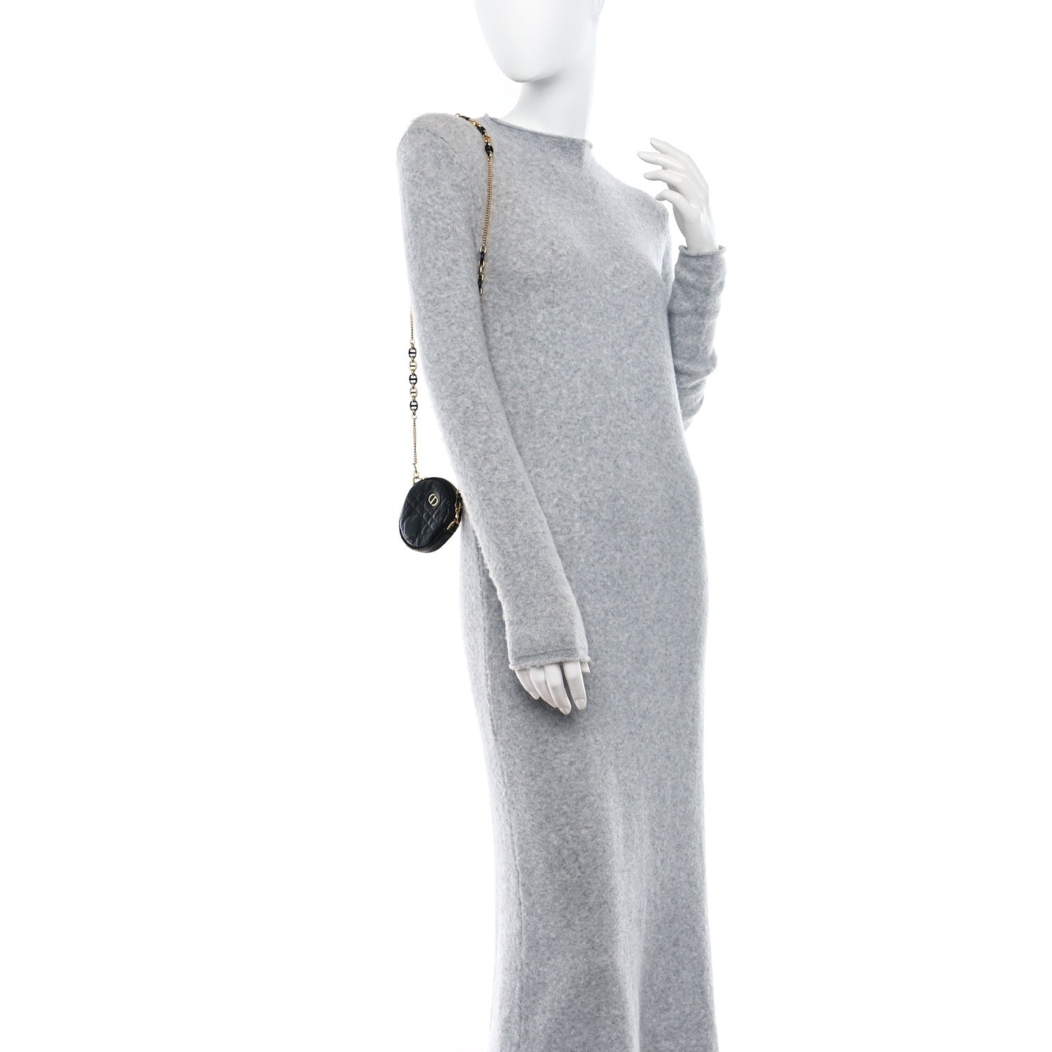 Christian Dior Lambskin Mini Cannage Round Caro Crossbody Pouch Black 3 of 8