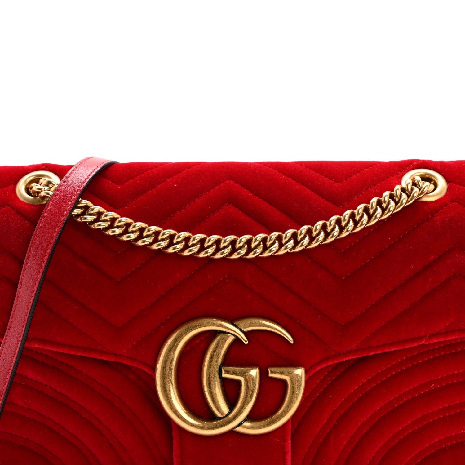 Gucci Velvet Matelasse Medium GG Marmont Shoulder Bag Hibiscus Red 8 of 14
