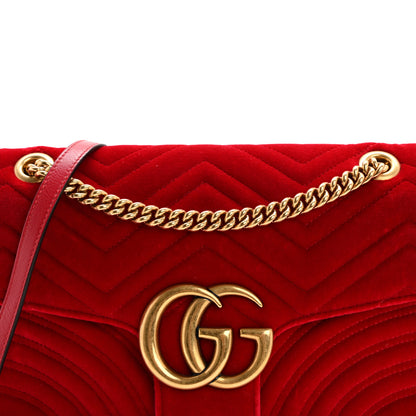 Gucci Velvet Matelasse Medium GG Marmont Shoulder Bag Hibiscus Red 8 of 14