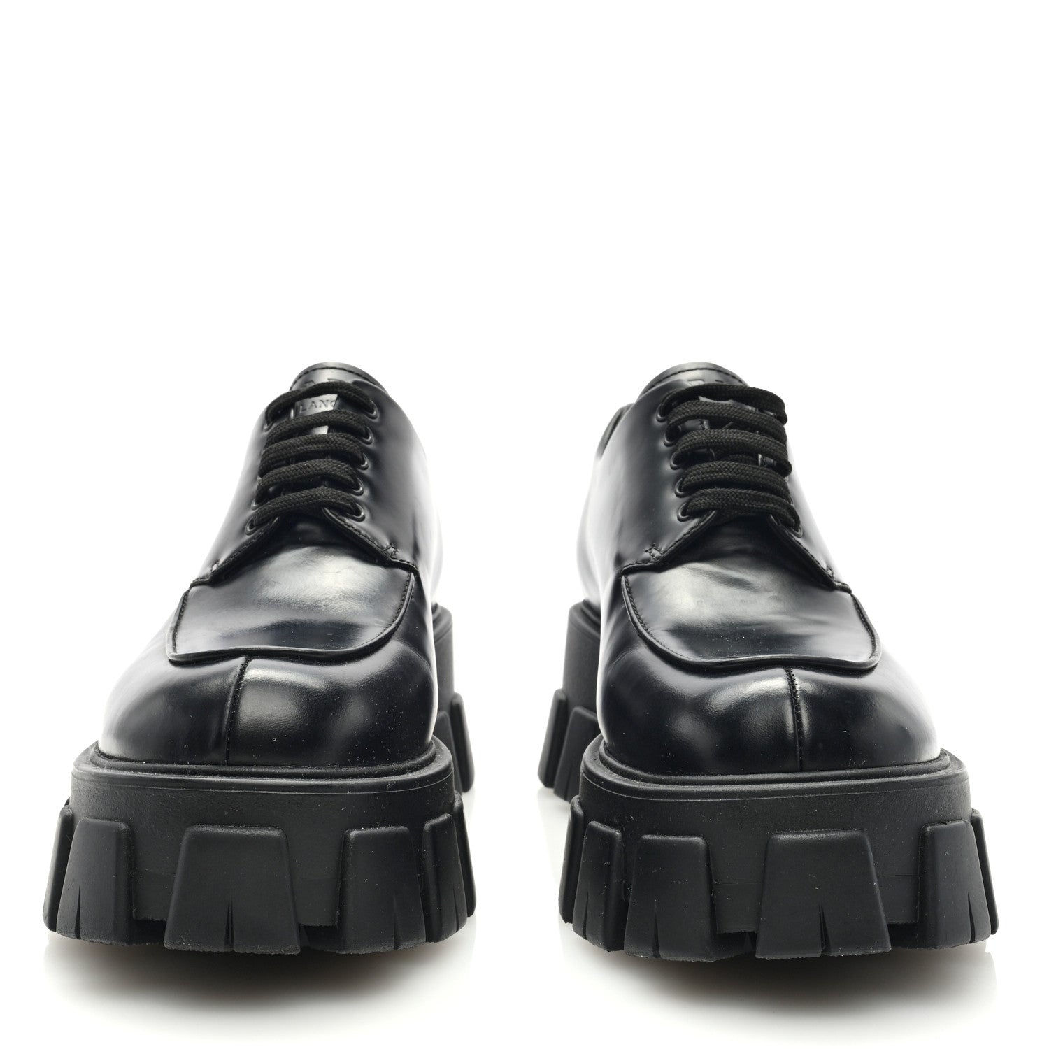 Prada Spazzolato Rois Monolith 55mm Derby Loafers 38.5 Black 3 of 7