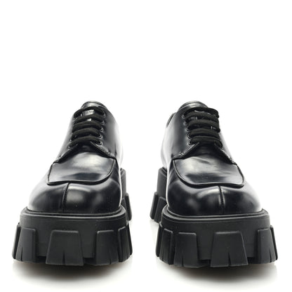 Prada Spazzolato Rois Monolith 55mm Derby Loafers 38.5 Black 3 of 7