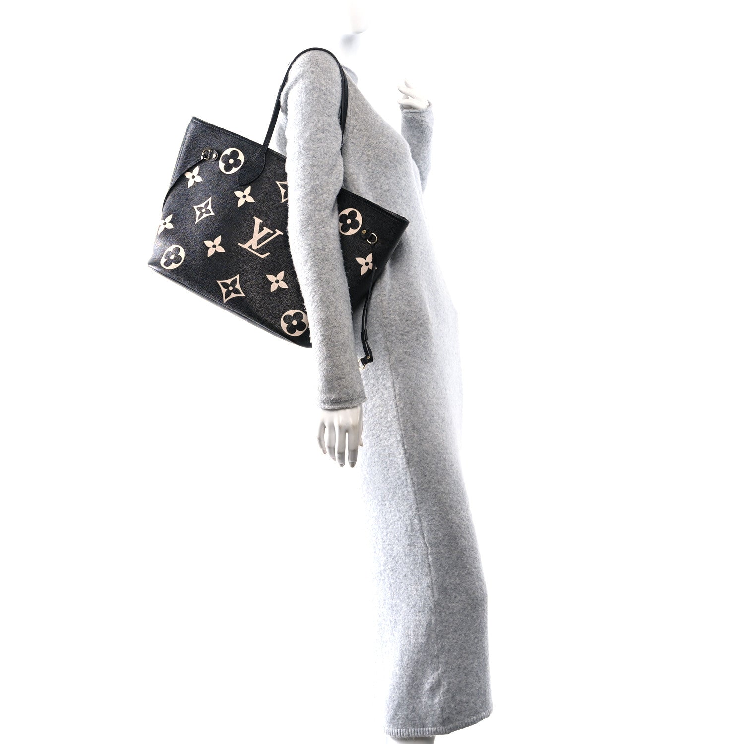 Louis Vuitton Empreinte Monogram Giant Neverfull MM Black Beige 2 of 10