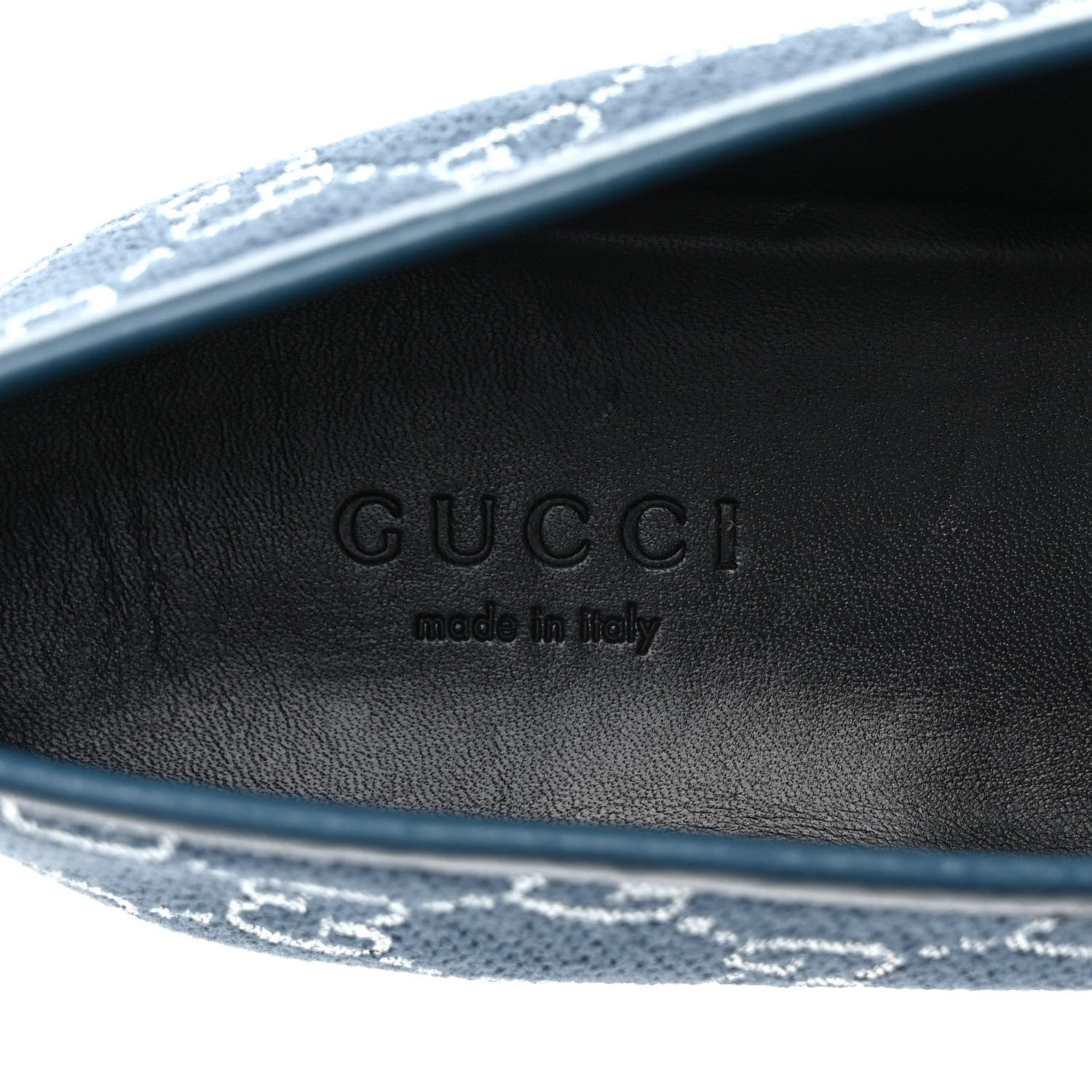 Gucci Canvas Lame GG Monogram Horsebit Womens Jordaan Loafers 38 Blue Silver Cornflower Blue 7 of 8