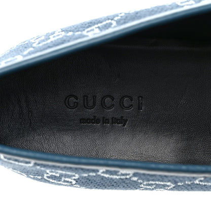 Gucci Canvas Lame GG Monogram Horsebit Womens Jordaan Loafers 38 Blue Silver Cornflower Blue 7 of 8