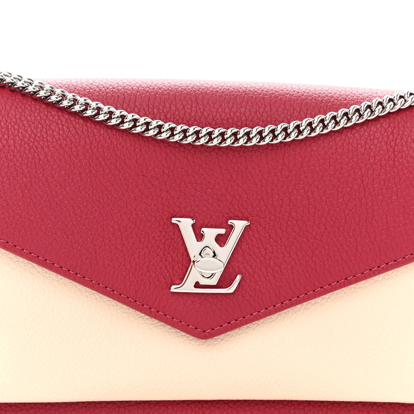 Calfskin My Lockme Chain Pochette Lie De Vin Etain Creme