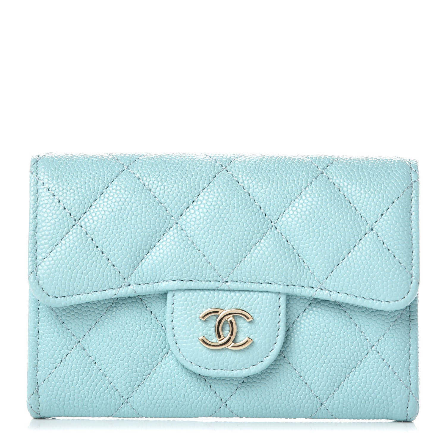 Chanel Caviar Quilted Card Holder Light Blue 1 of 9