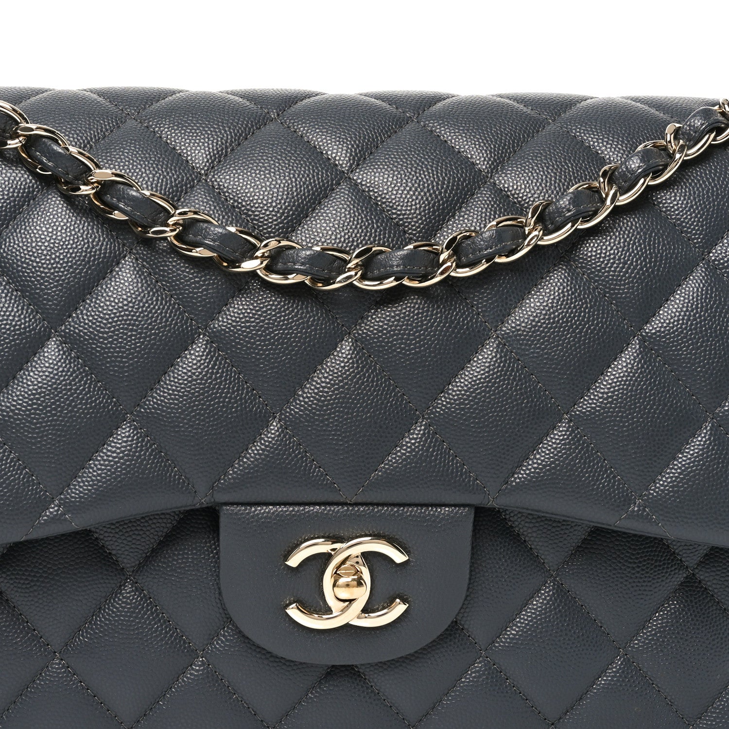 Chanel Caviar Quilted Jumbo Double Flap Dark Grey 8 of 11