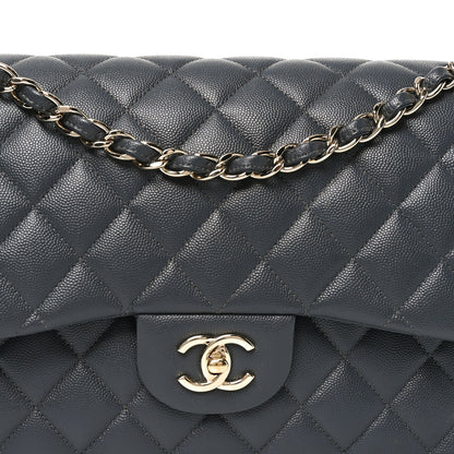 Chanel Caviar Quilted Jumbo Double Flap Dark Grey 8 of 11