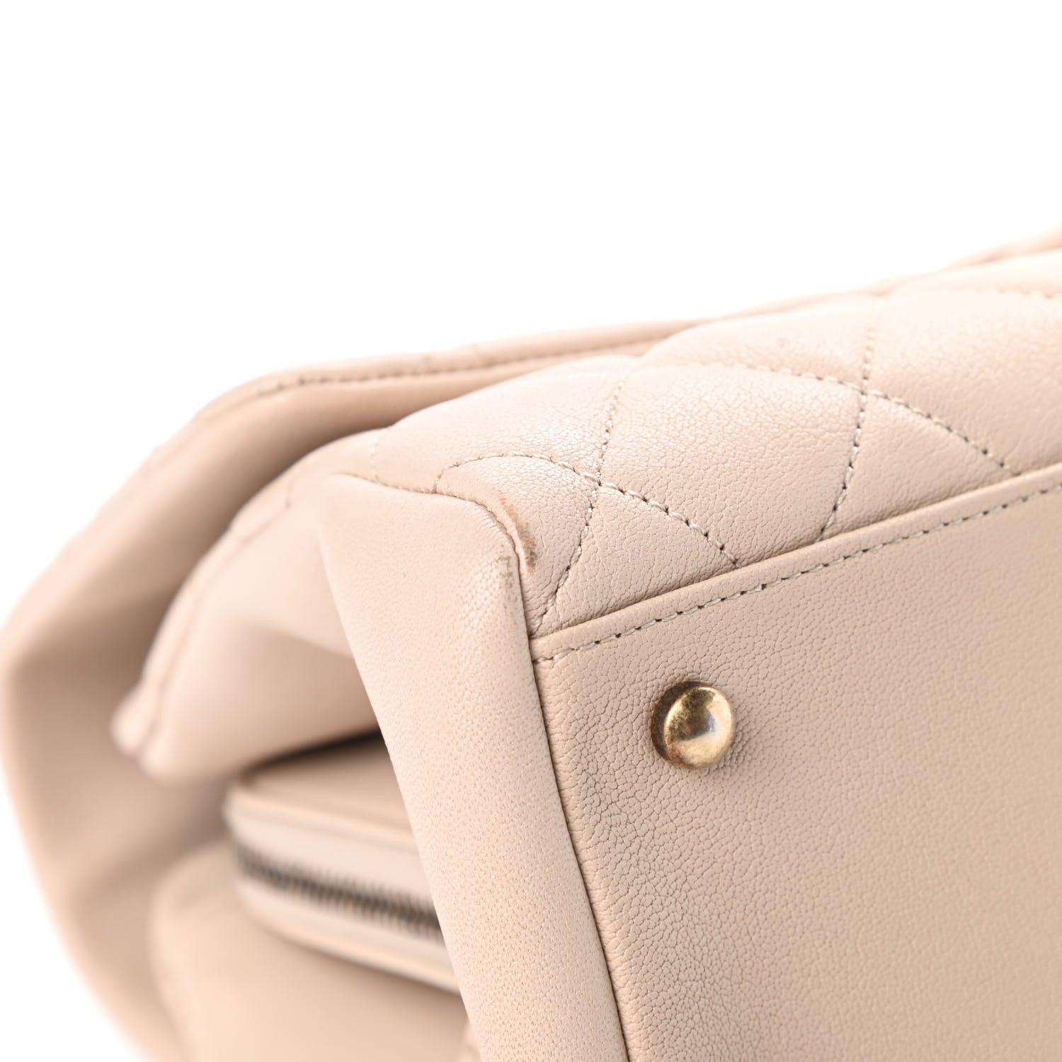 Chanel Shiny Sheepskin Quilted Large Trapezio Flap Beige 9 of 13