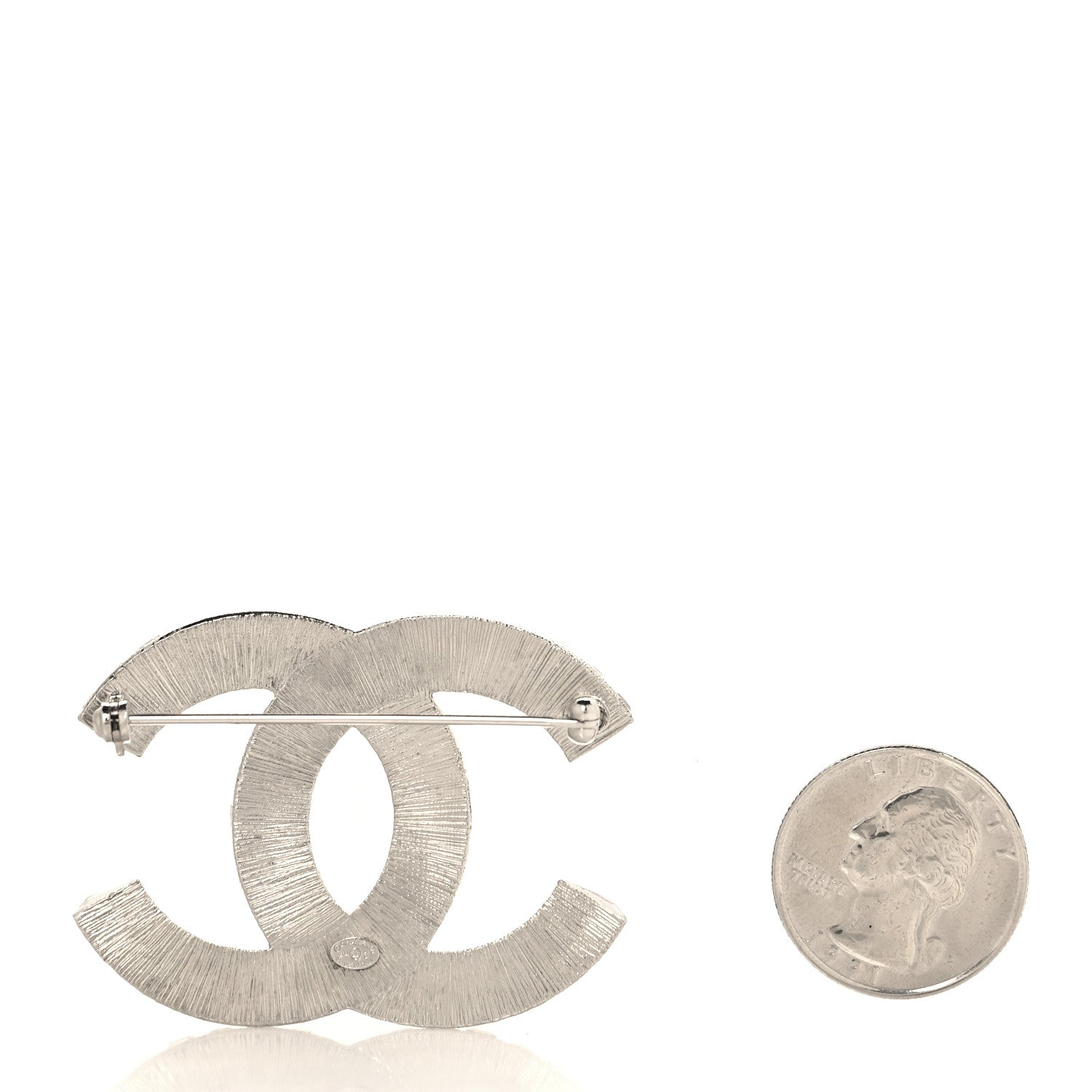 Chanel Baguette Crystal CC Brooch Silver 2 of 4