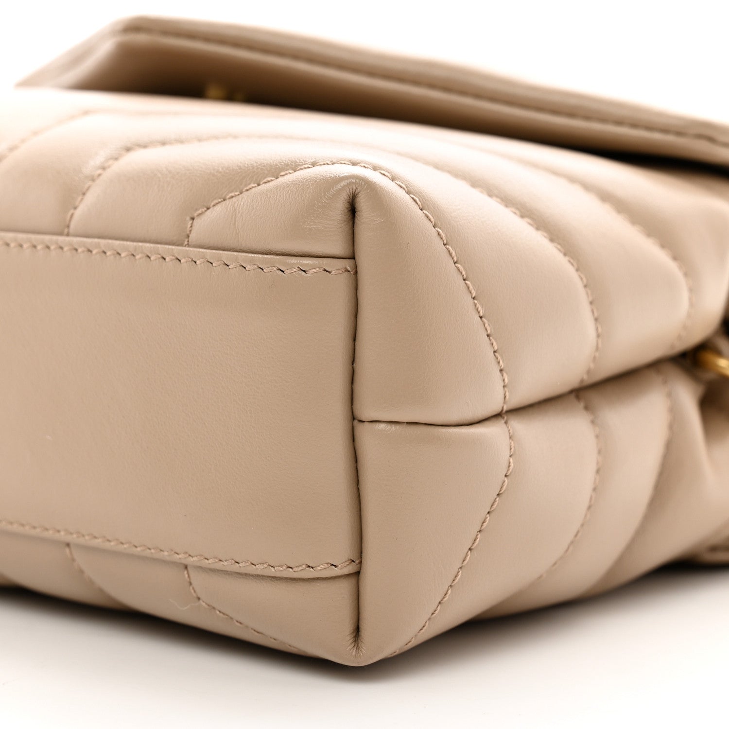 Saint Laurent Calfskin Y Quilted Monogram Toy Loulou Crossbody Bag Latte 10 of 10