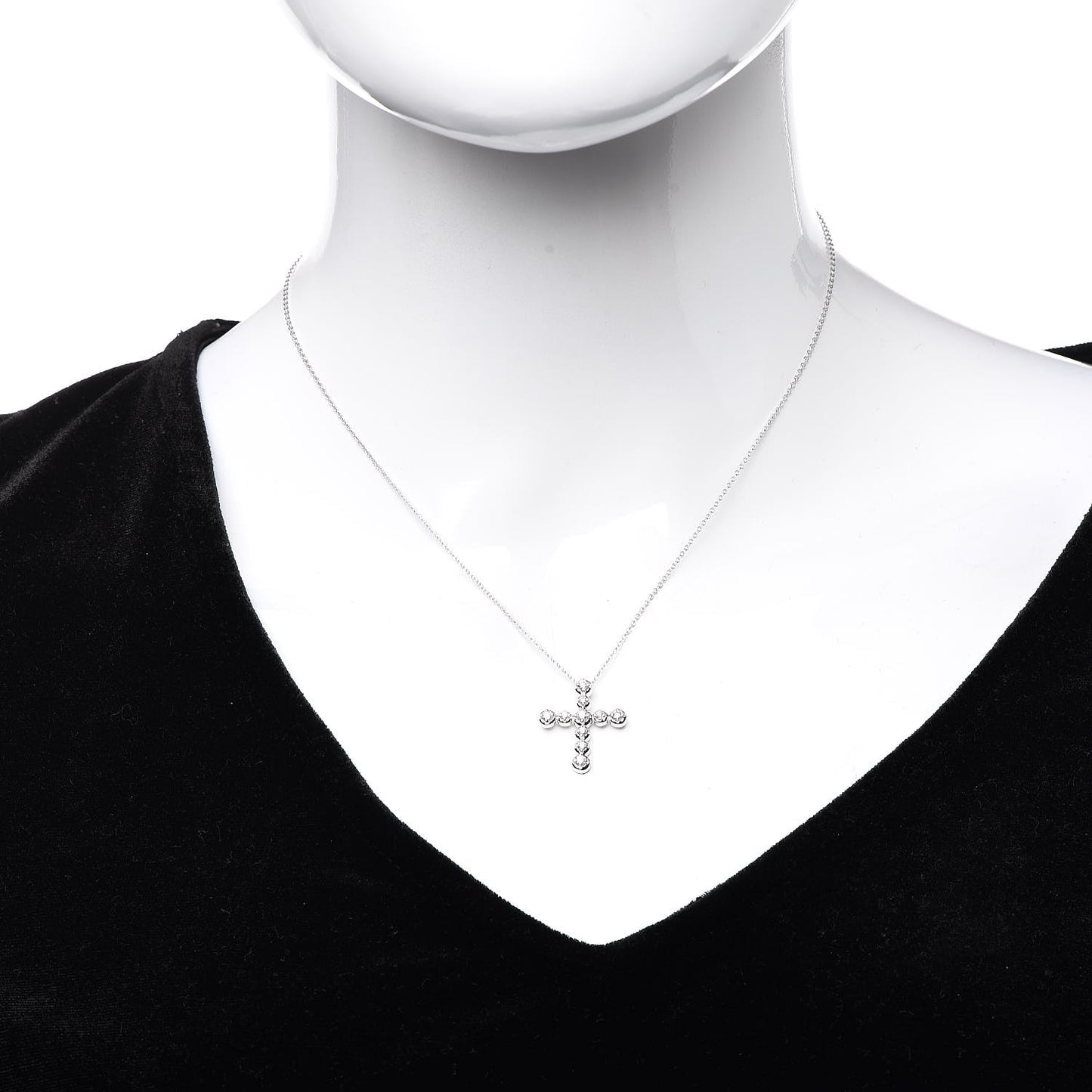 18K White Gold Diamond Paloma Picasso Tenderness Cross Pendant Necklace