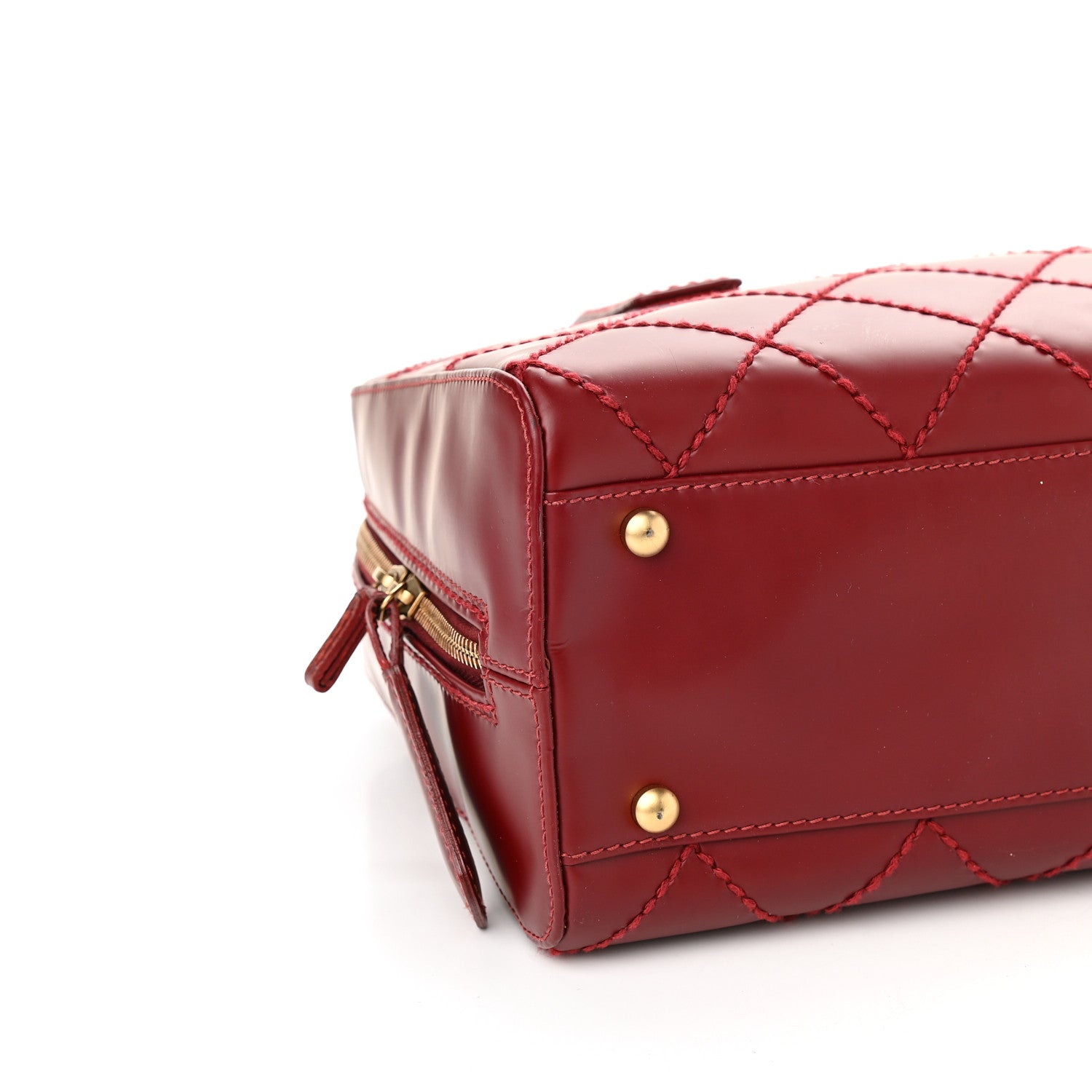 Chanel Calfskin Stitch Surpique Bowler Red 8 of 12
