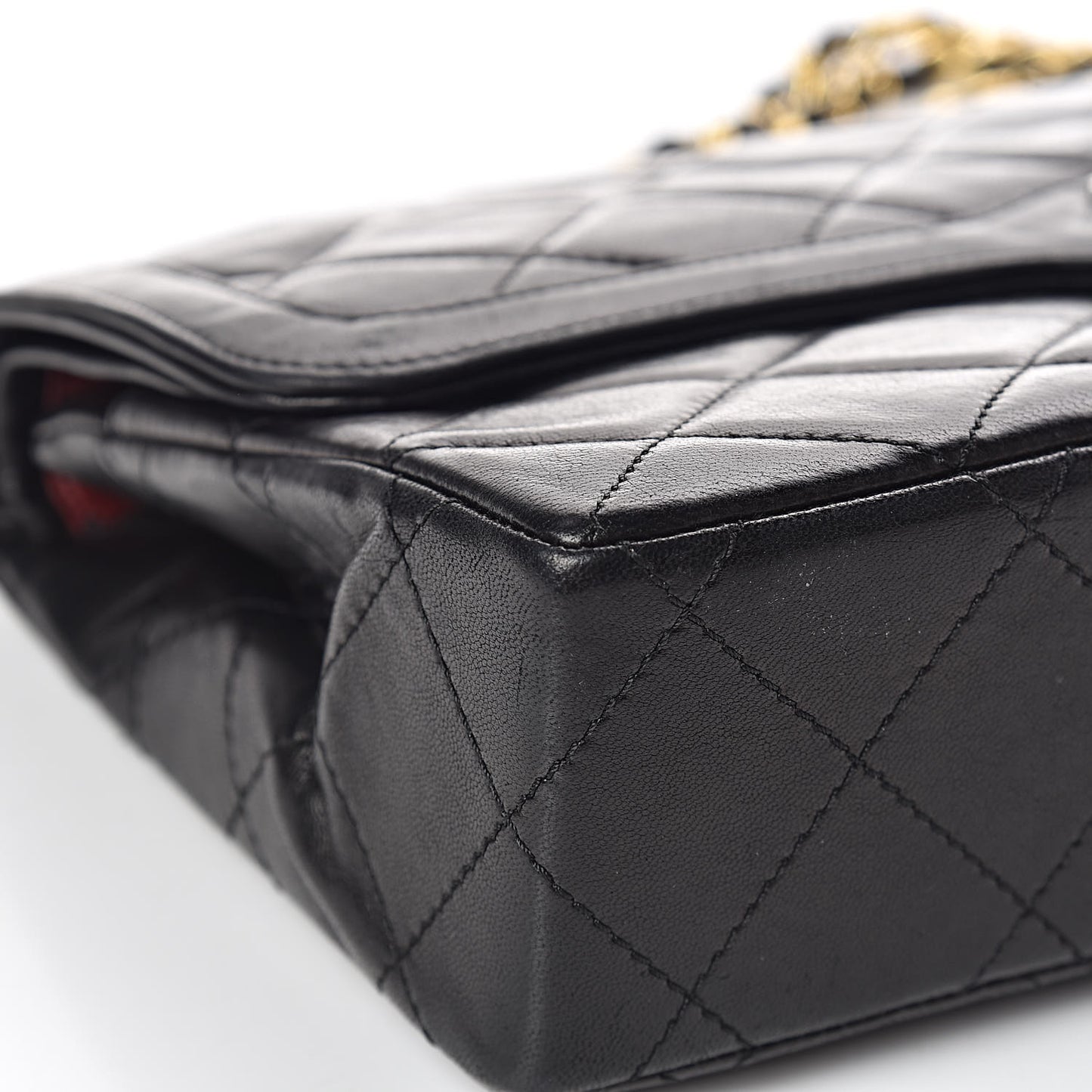 Lambskin Quilted Medium Double Flap Bag Black