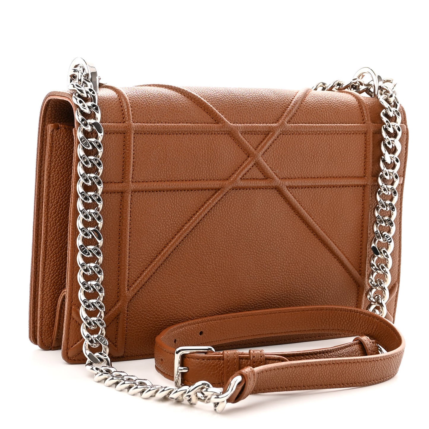 Grained Calfskin Medium Diorama Flap Bag Brown