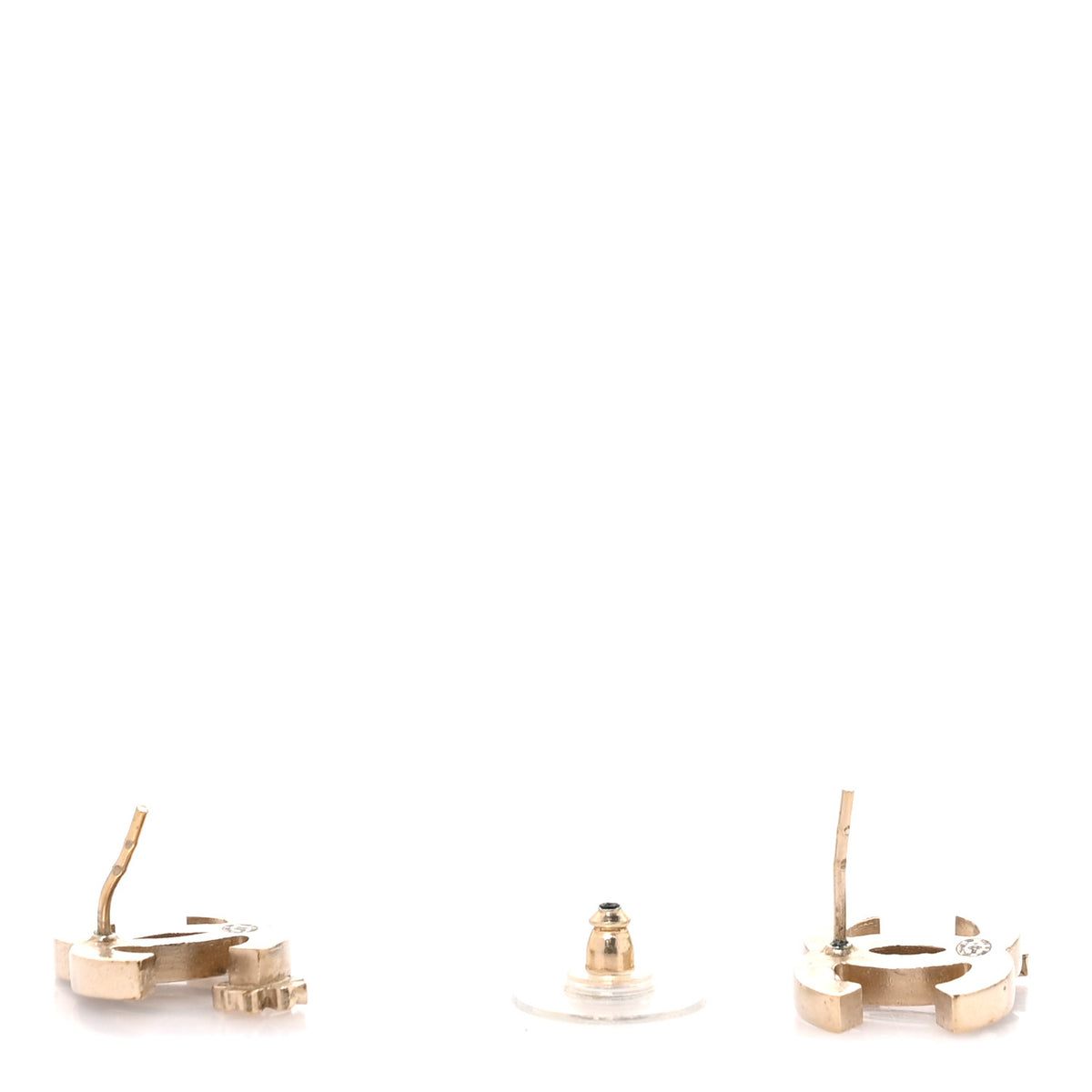 Enamel CC Clover Earrings Black Gold