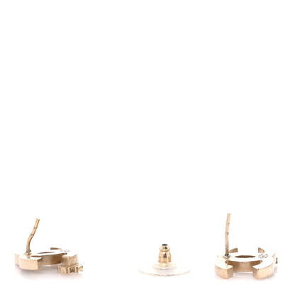 Chanel Enamel CC Clover Earrings Black Gold 3 of 4