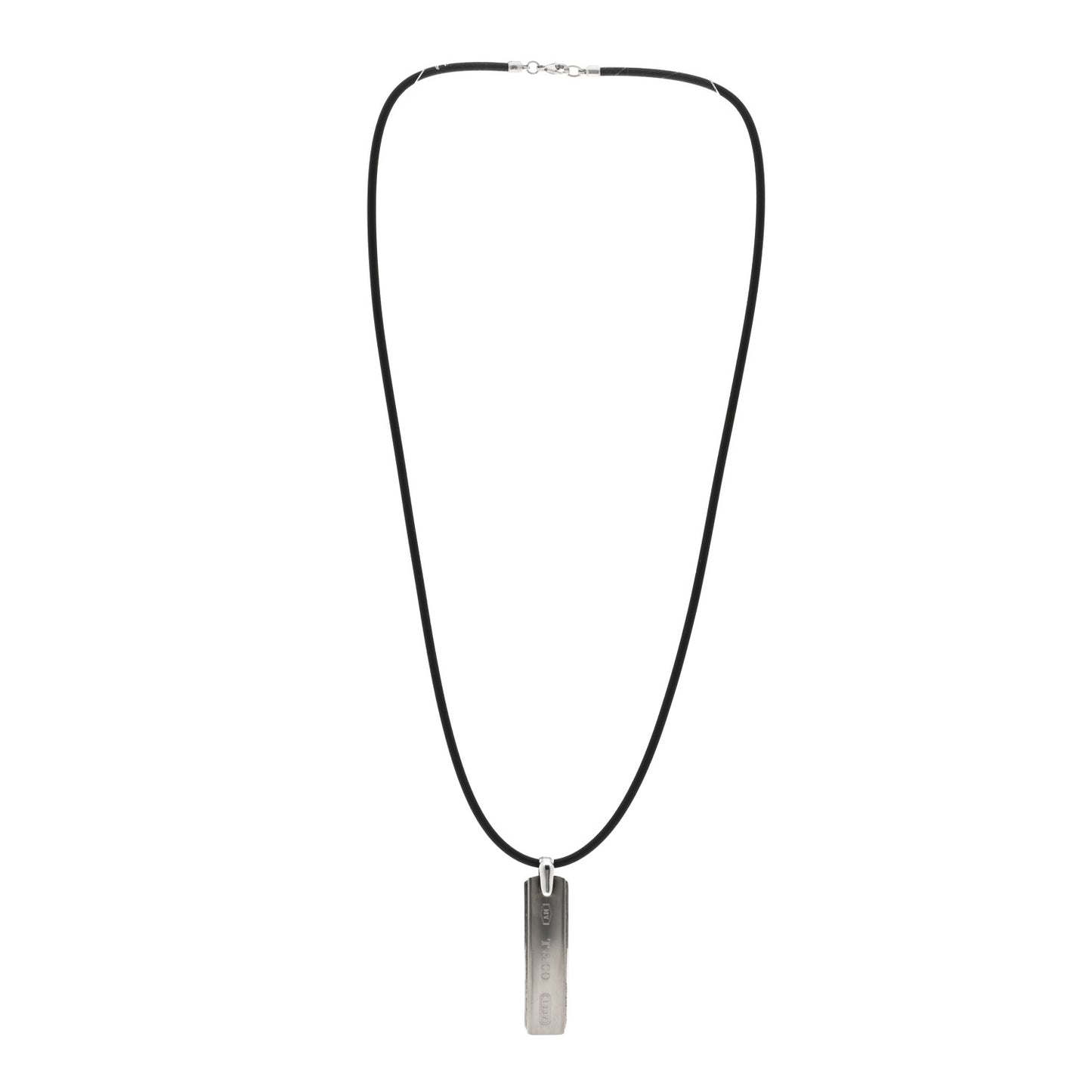 Sterling Silver Titanium 1837 Bar Pendant Cord Necklace