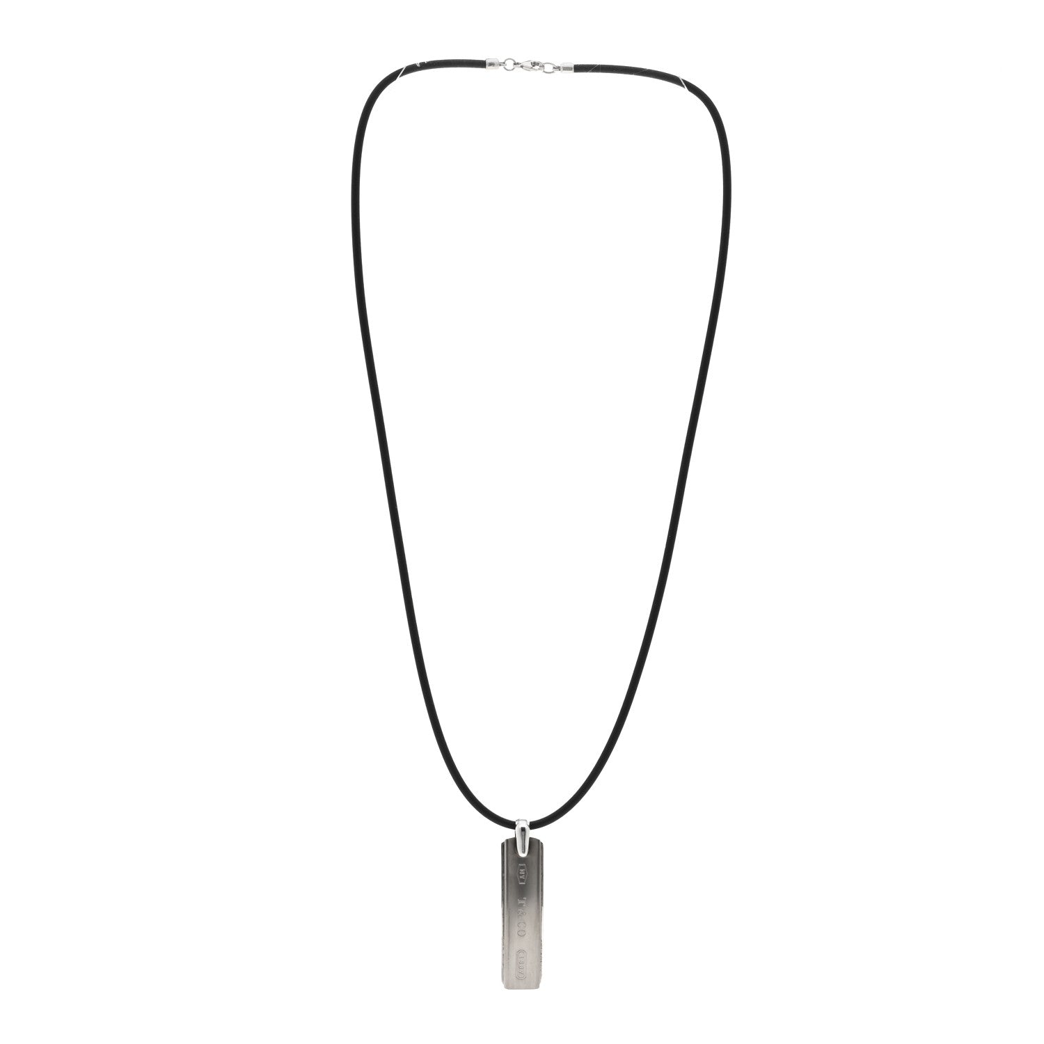Tiffany Sterling Silver Titanium 1837 Bar Pendant Cord Necklace 3 of 4