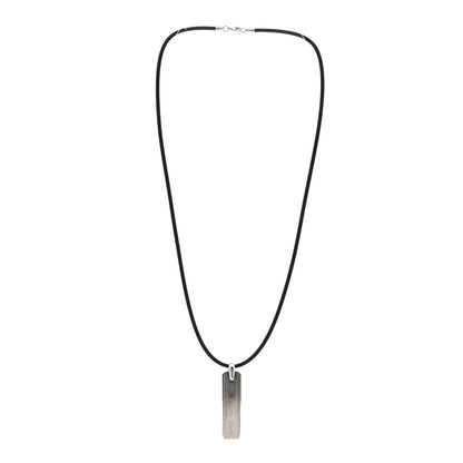 Tiffany Sterling Silver Titanium 1837 Bar Pendant Cord Necklace 3 of 4