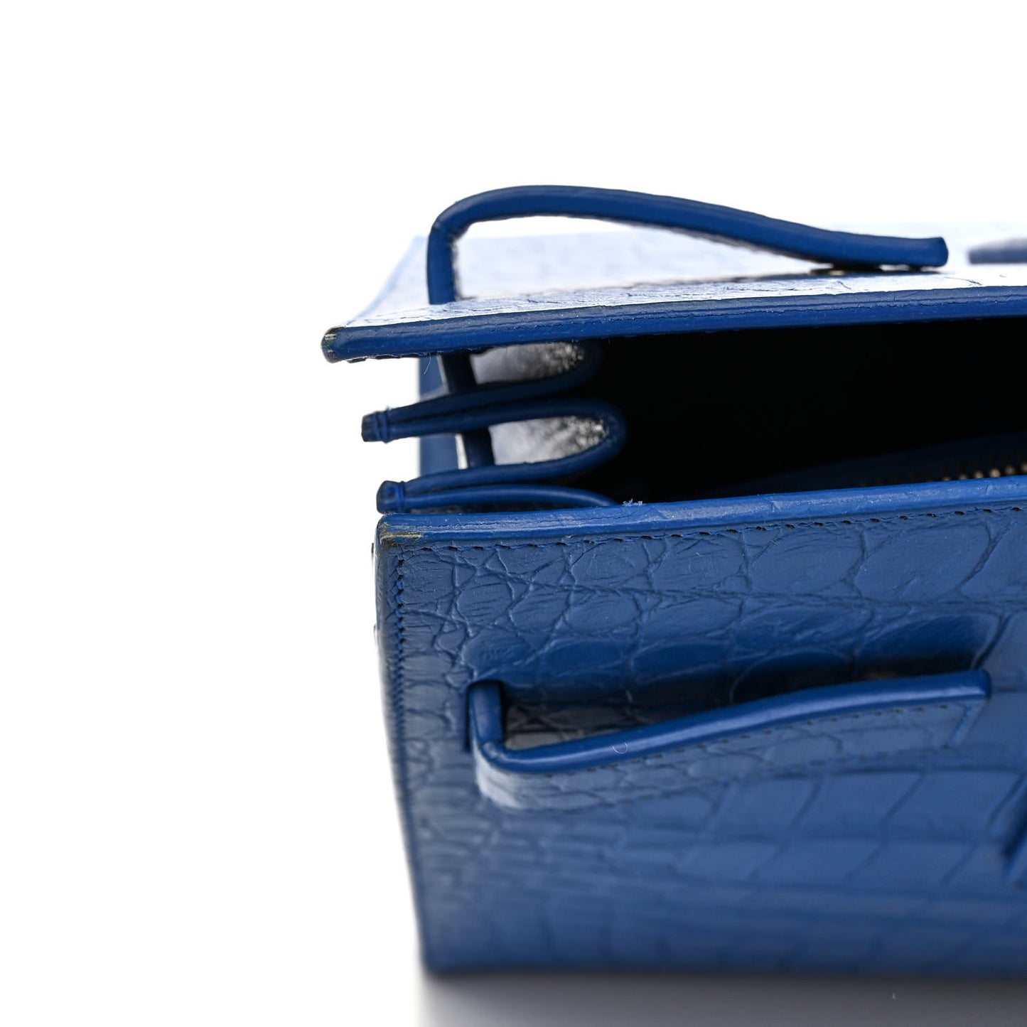 Calfskin Crocodile Embossed Small Sac de Jour Royal Blue