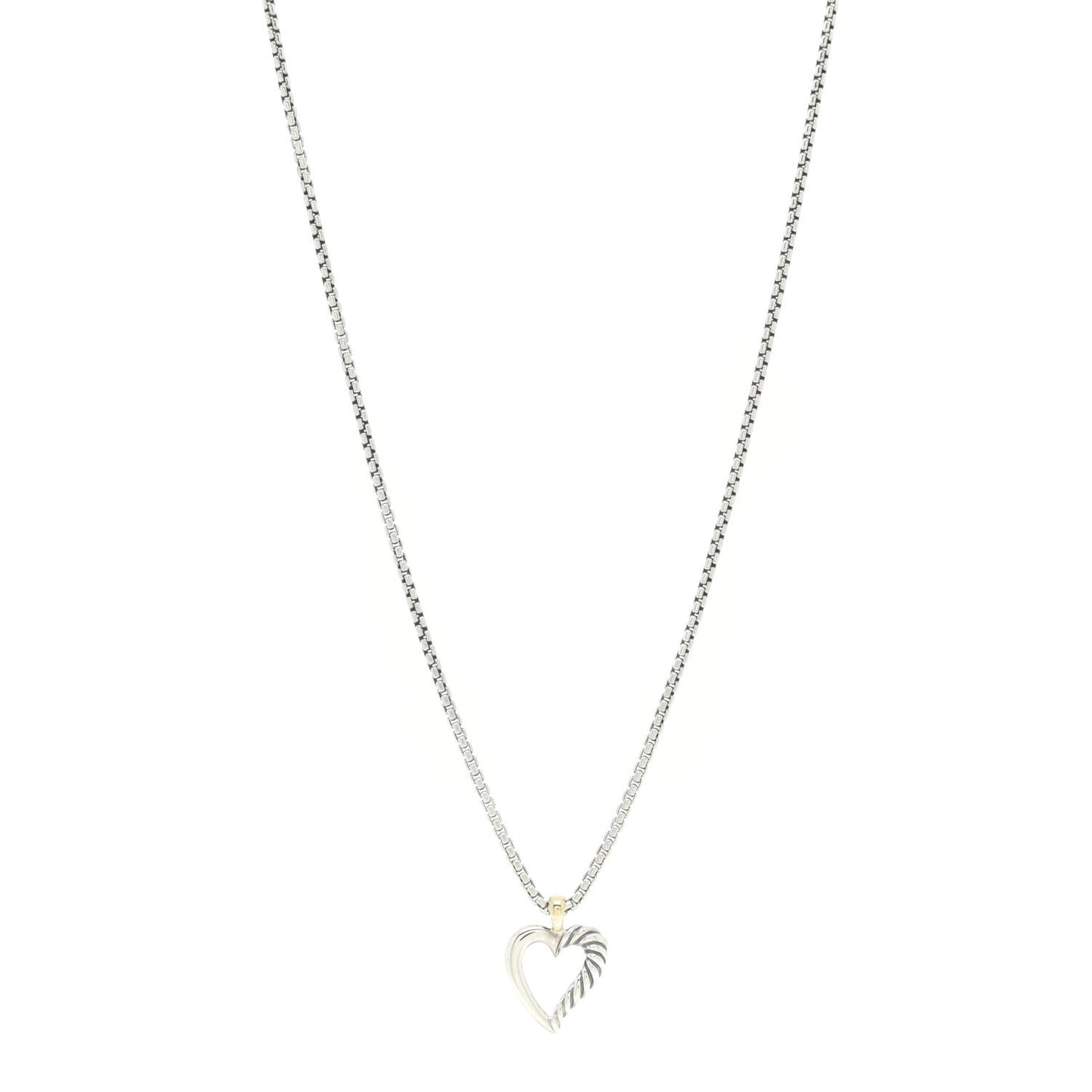 Sterling Silver 14K Yellow Gold Mini Cable Heart Pendant Necklace