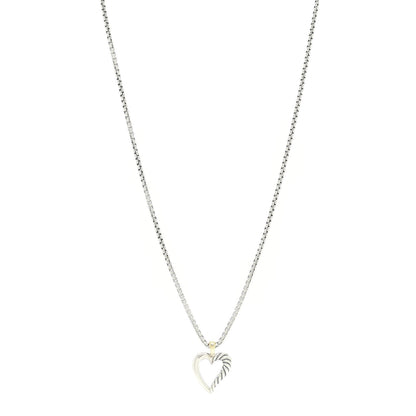 David Yurman Sterling Silver 14K Yellow Gold Mini Cable Heart Pendant Necklace 1 of 6
