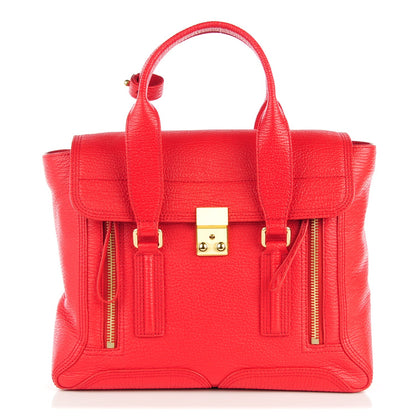 3.1 Phillip Lim 3.1 Textured Calfskin Medium Pashli Satchel Red 1 of 8