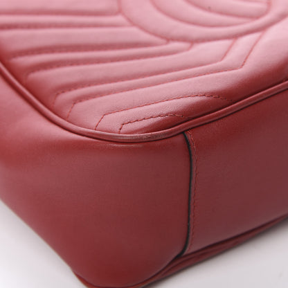 Gucci Calfskin Matelasse Medium GG Marmont Chain Shoulder Bag Hibiscus Red 12 of 19