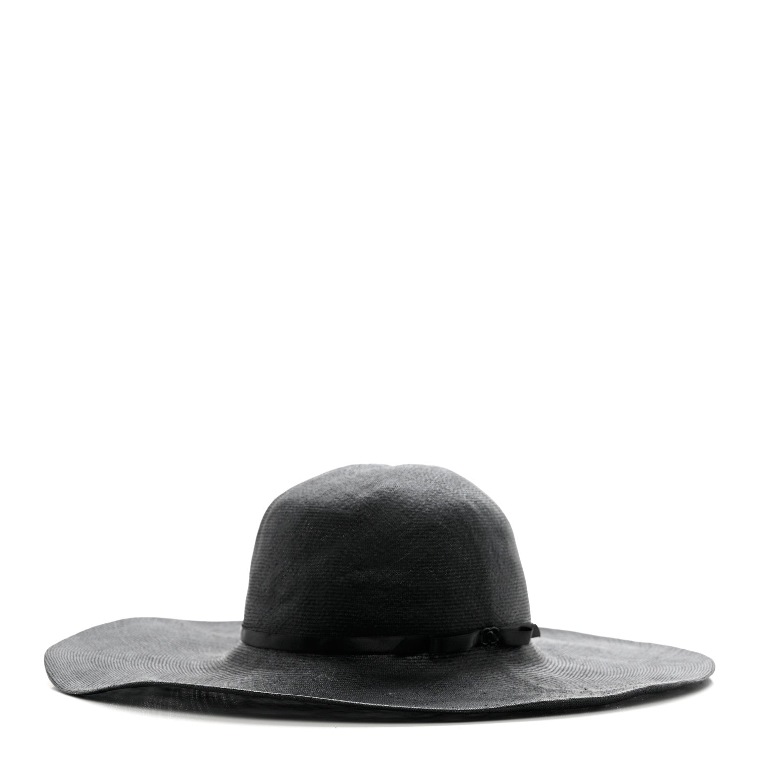 Chanel Woven CC Wide Brim Hat 57 Black 1 of 8