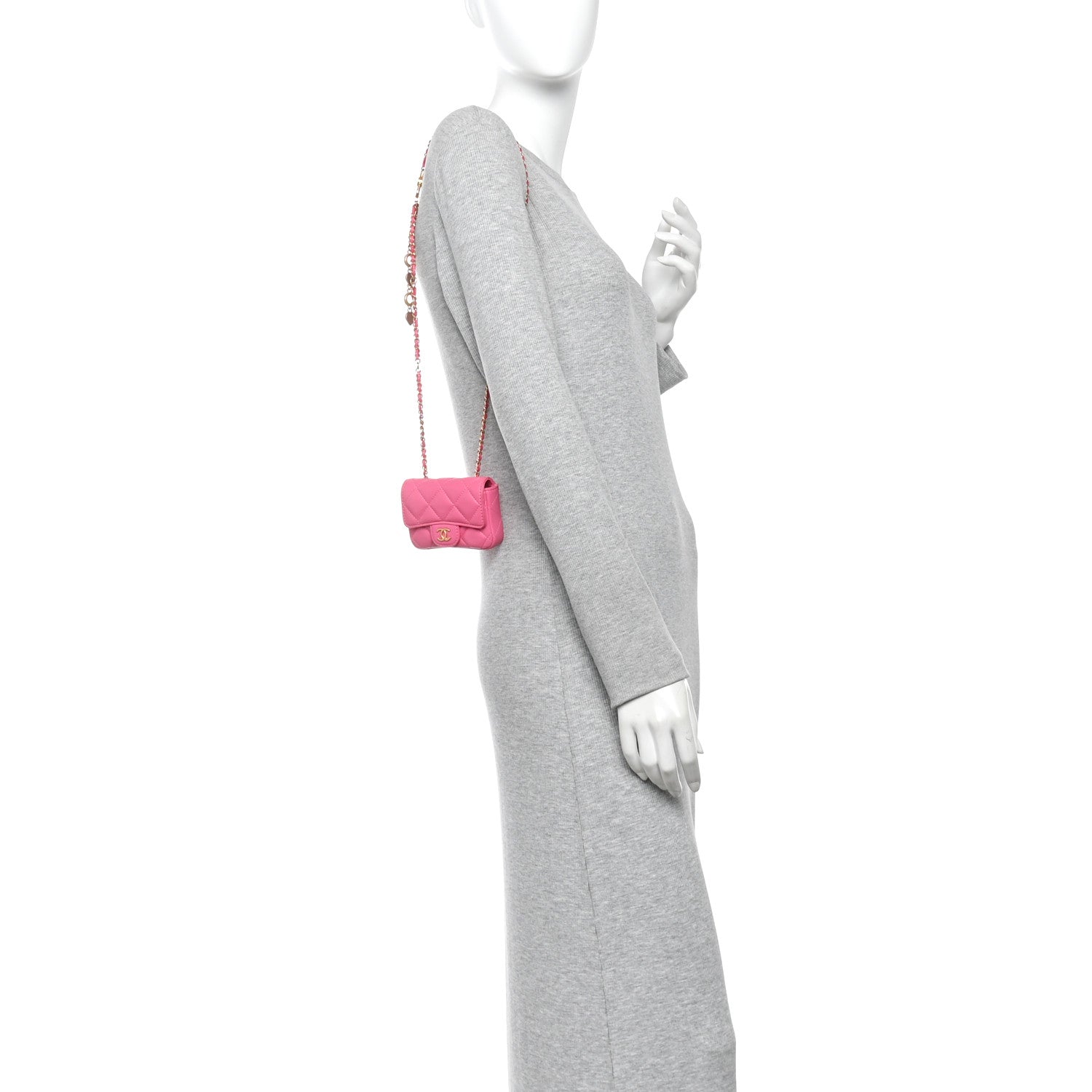 Chanel Lambskin Enamel Quilted Mini Chain Belt Bag Pink 2 of 11