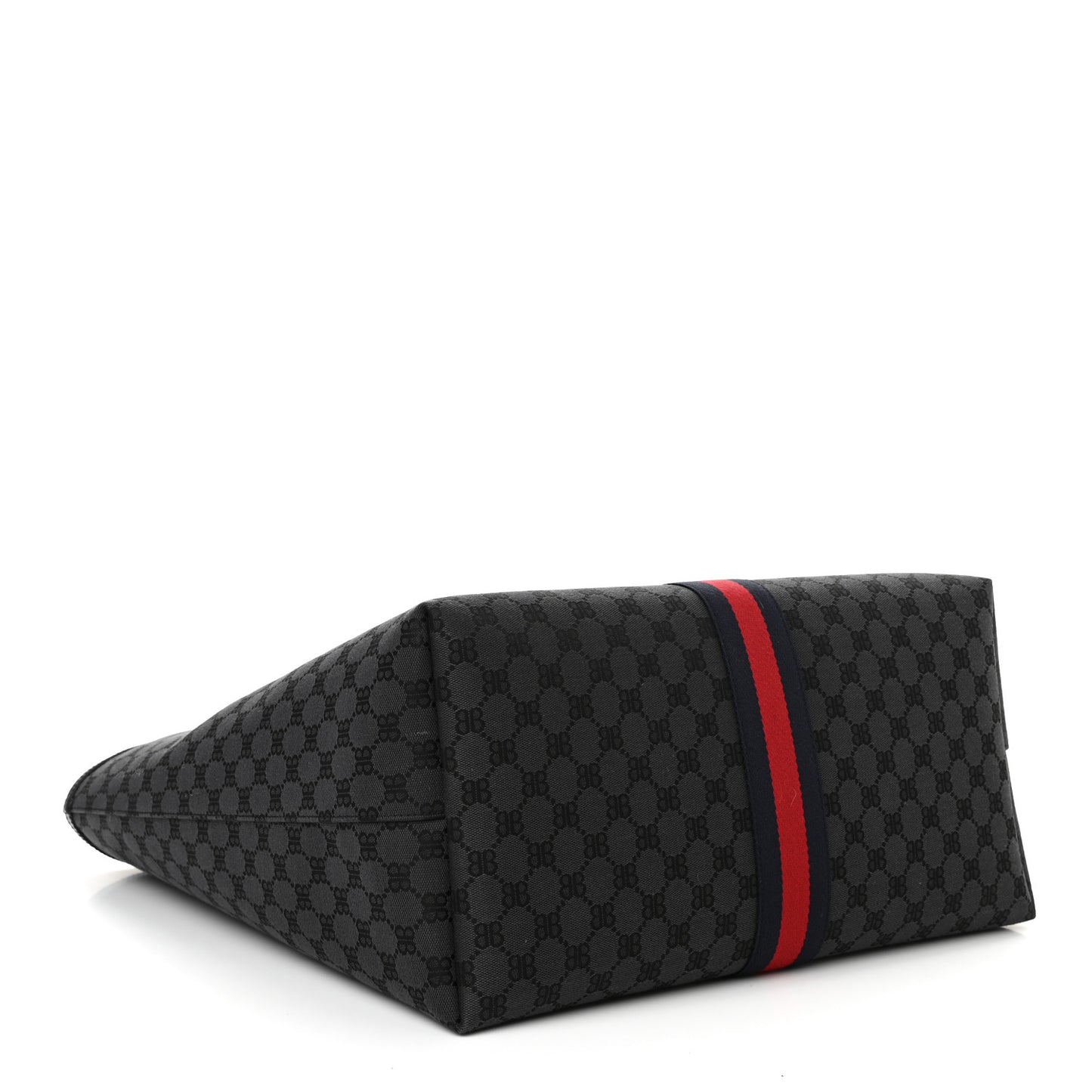 X BALENCIAGA BB Monogram Web Large Ophidia Shopping Tote Black