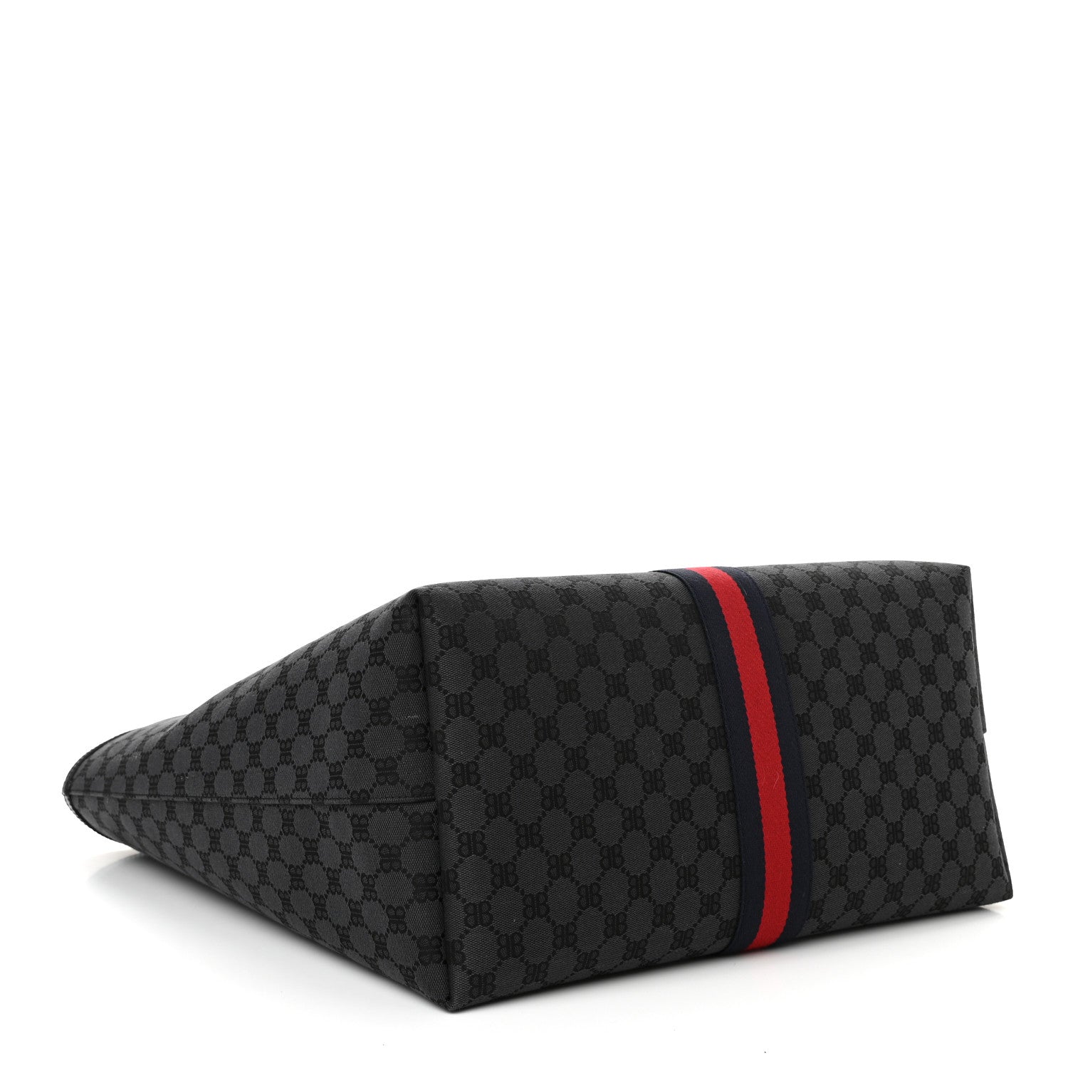 Gucci X BALENCIAGA BB Monogram Web Large Ophidia Shopping Tote Black 4 of 11