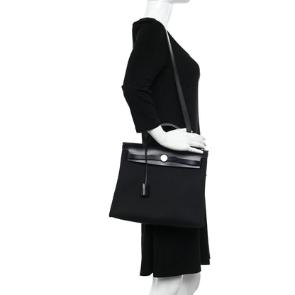 Hermes Military Toile Vache Hunter Herbag Zip PM 31 Black Bleu Indigo 2 of 10