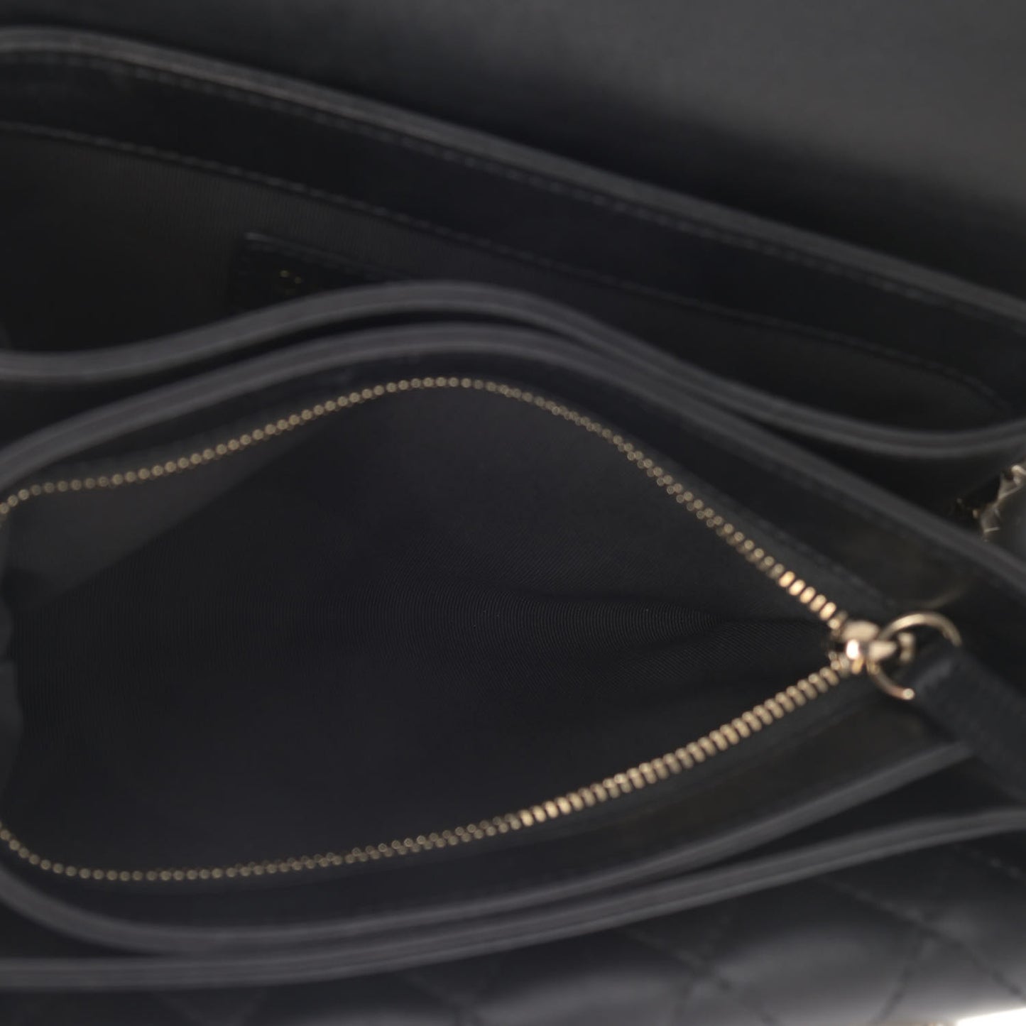 Lambskin Quilted Small Handle Tied Top Handle Flap Black