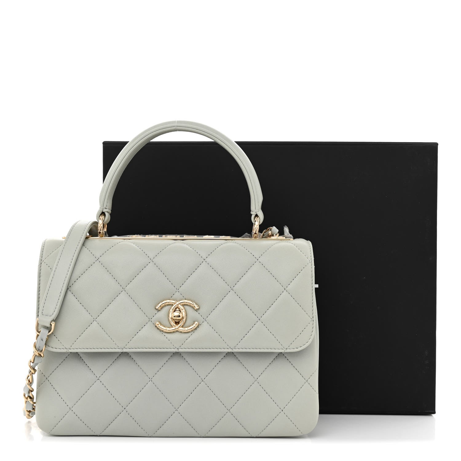 Chanel Lambskin Quilted Small Trendy CC Flap Dual Handle Bag Light Grey 13 of 13