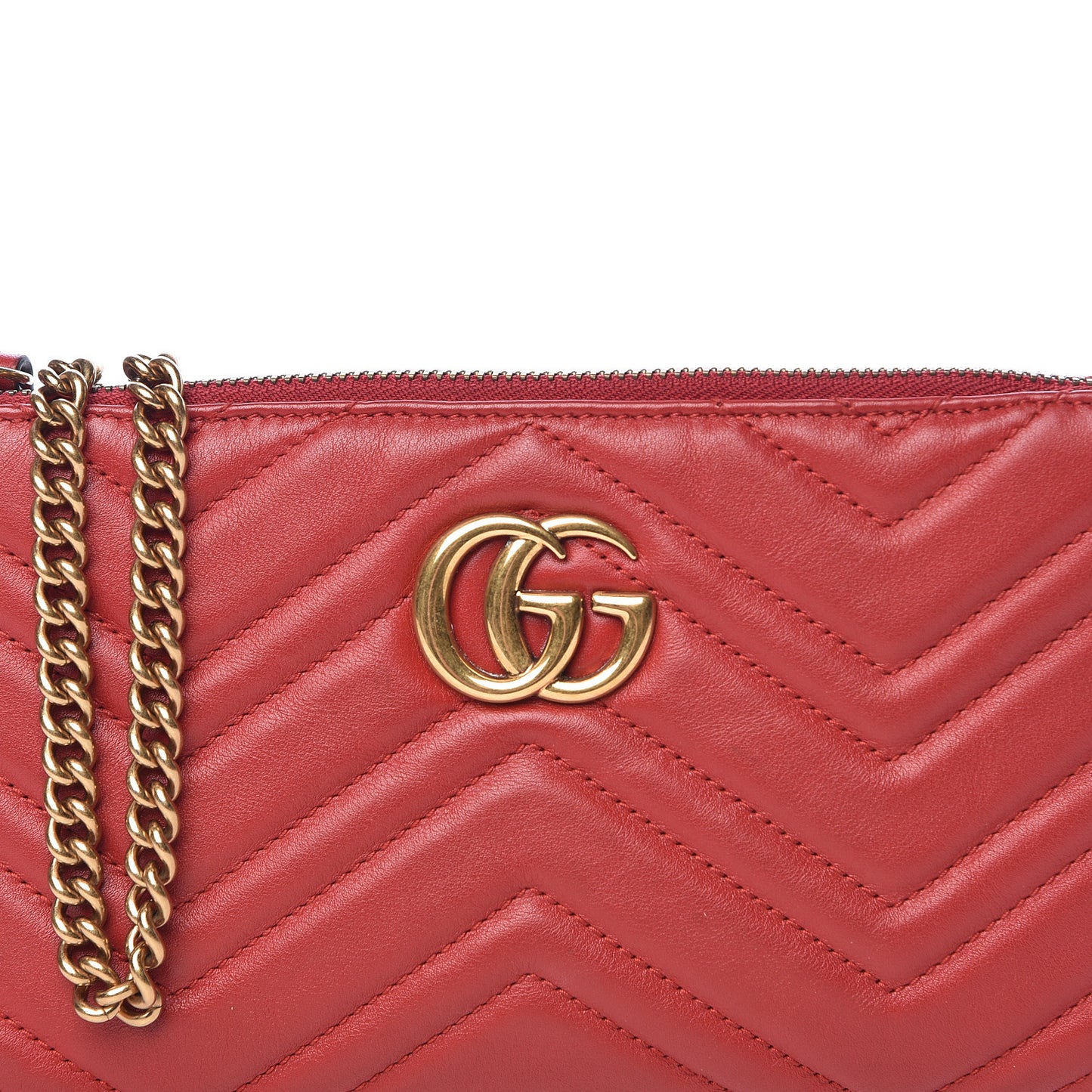 Calfskin Matelasse Mini GG Marmont Chain Bag Hibiscus Red