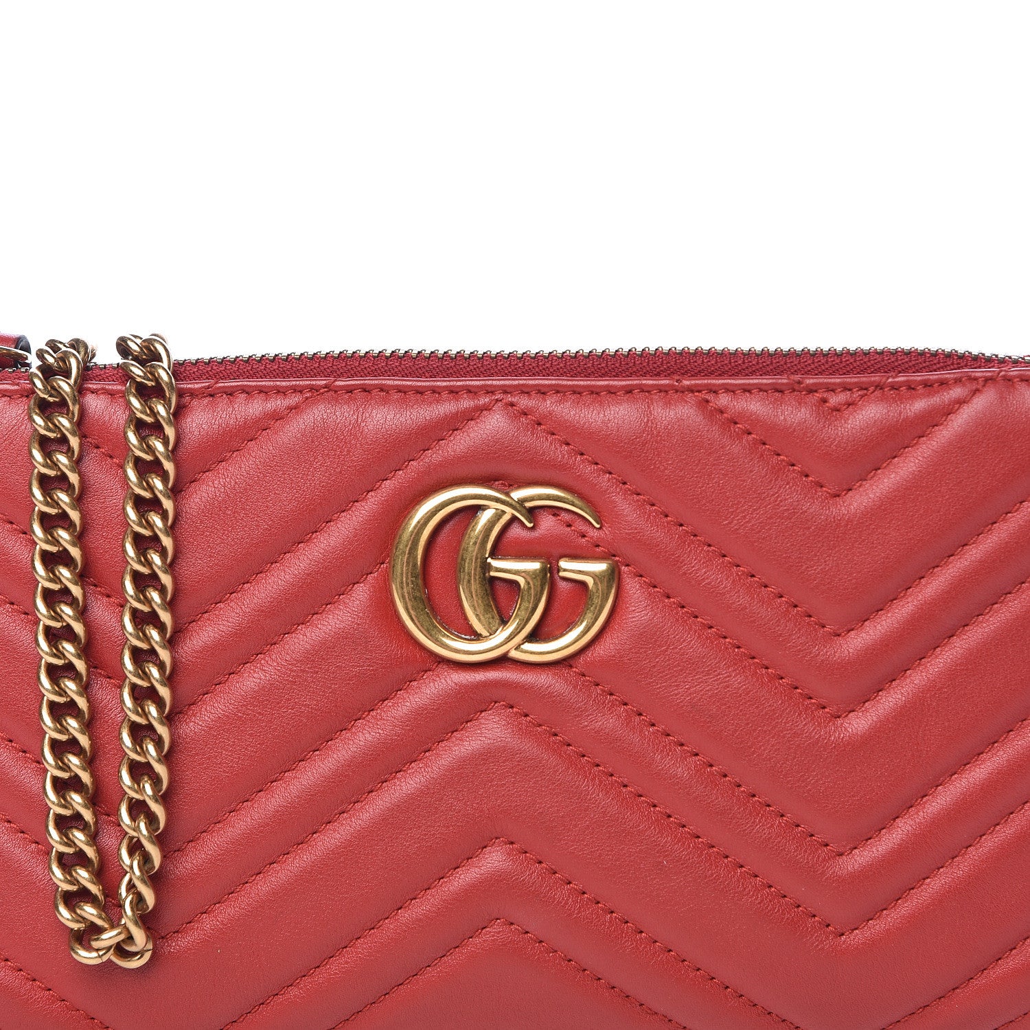 Gucci Calfskin Matelasse Mini GG Marmont Chain Bag Hibiscus Red 12 of 14