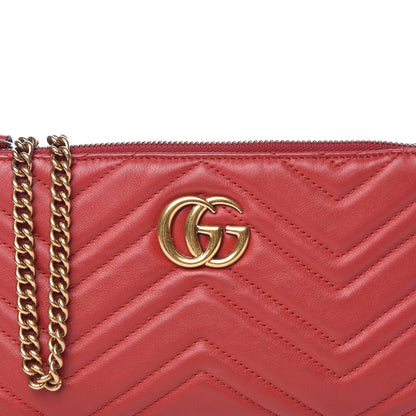 Gucci Calfskin Matelasse Mini GG Marmont Chain Bag Hibiscus Red 12 of 14