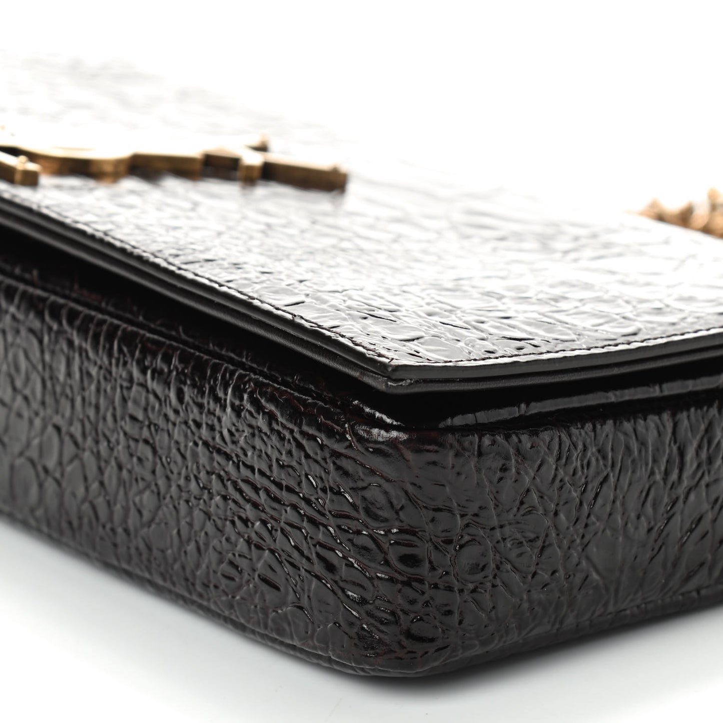 Crocodile Embossed Monogram Kate 99 Black