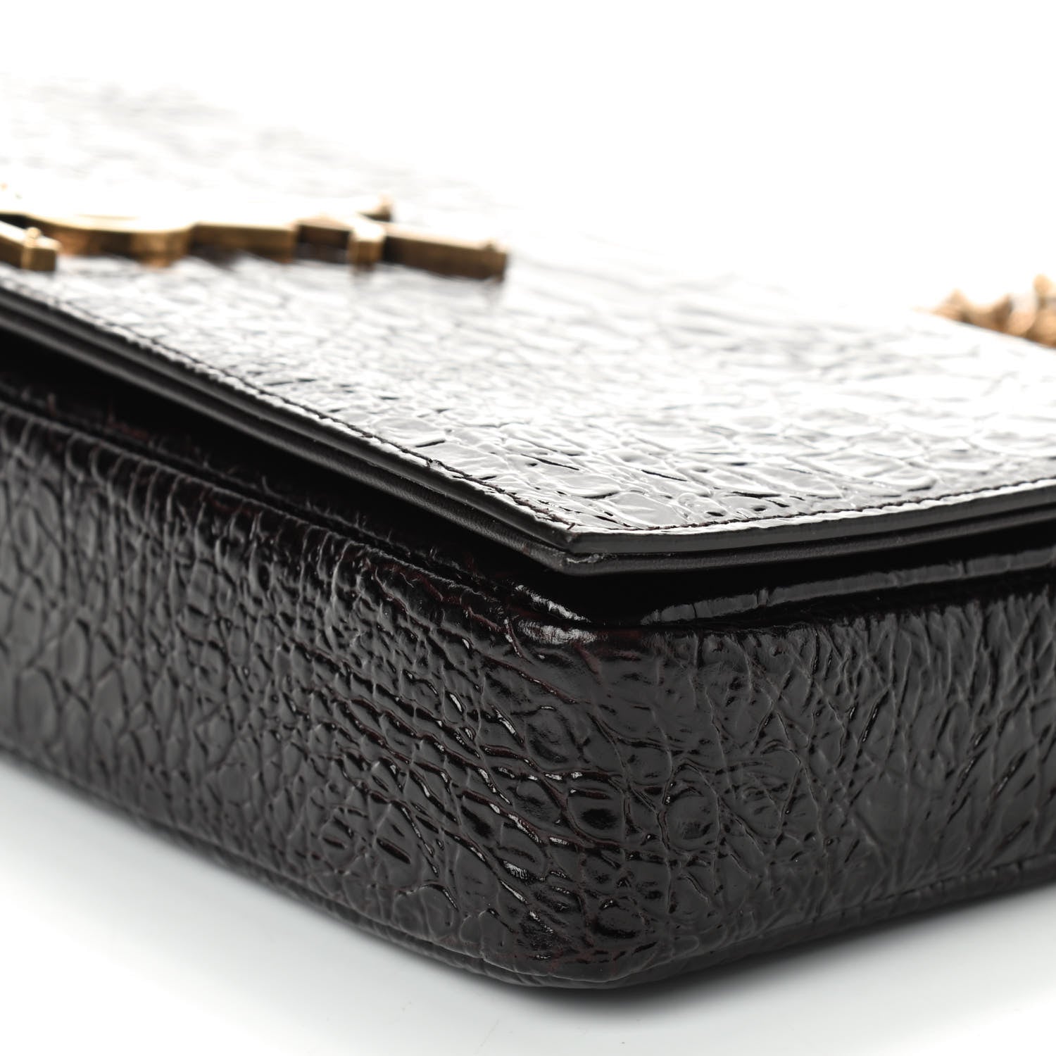 Saint Laurent Crocodile Embossed Monogram Kate 99 Black 6 of 8
