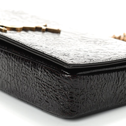 Saint Laurent Crocodile Embossed Monogram Kate 99 Black 6 of 8