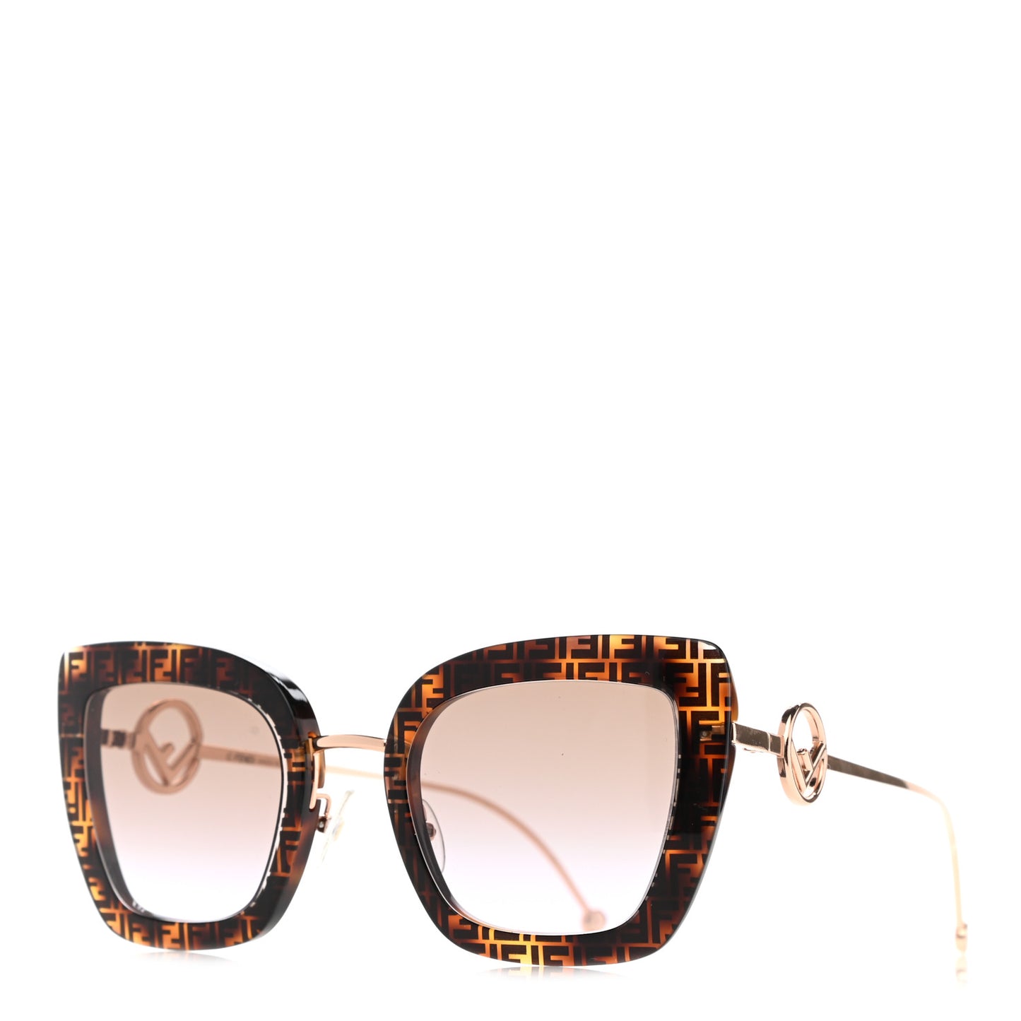 Acetate Metal F is Fendi FF Square Cat Eye Sunglasses FF 0408/S Havana