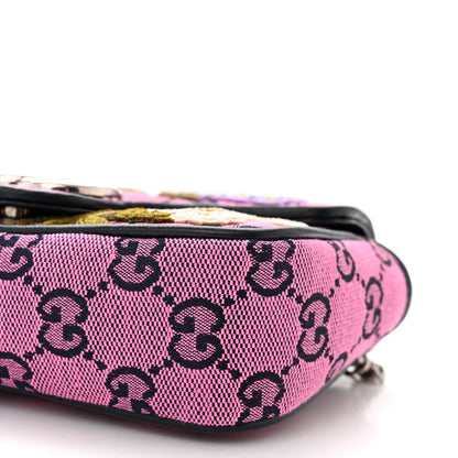 Gucci Monogram Multicolor Matelasse Diagonal Floral Embroidered Super Mini GG Marmont Shoulder Bag Pink Blue Ivory Green Lilac 10 of 11