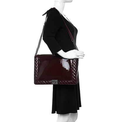 Chanel Patent Large Boy Reverso Flap Burgundy 2 of 9